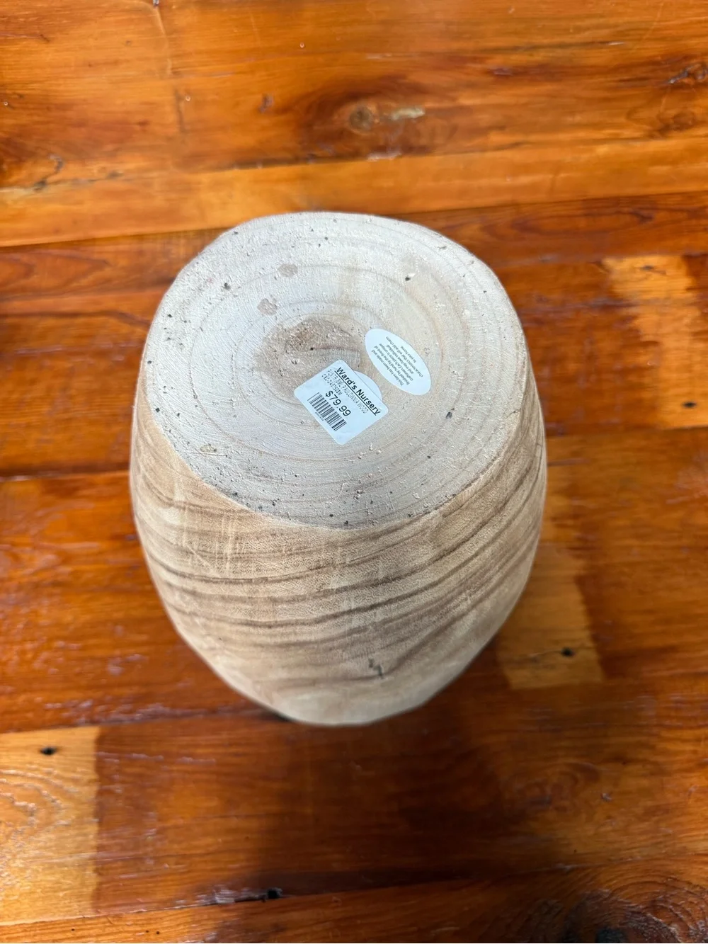 🌳 NWT Large Handmade Natural Paulowania Wood Grain Decorative Vase